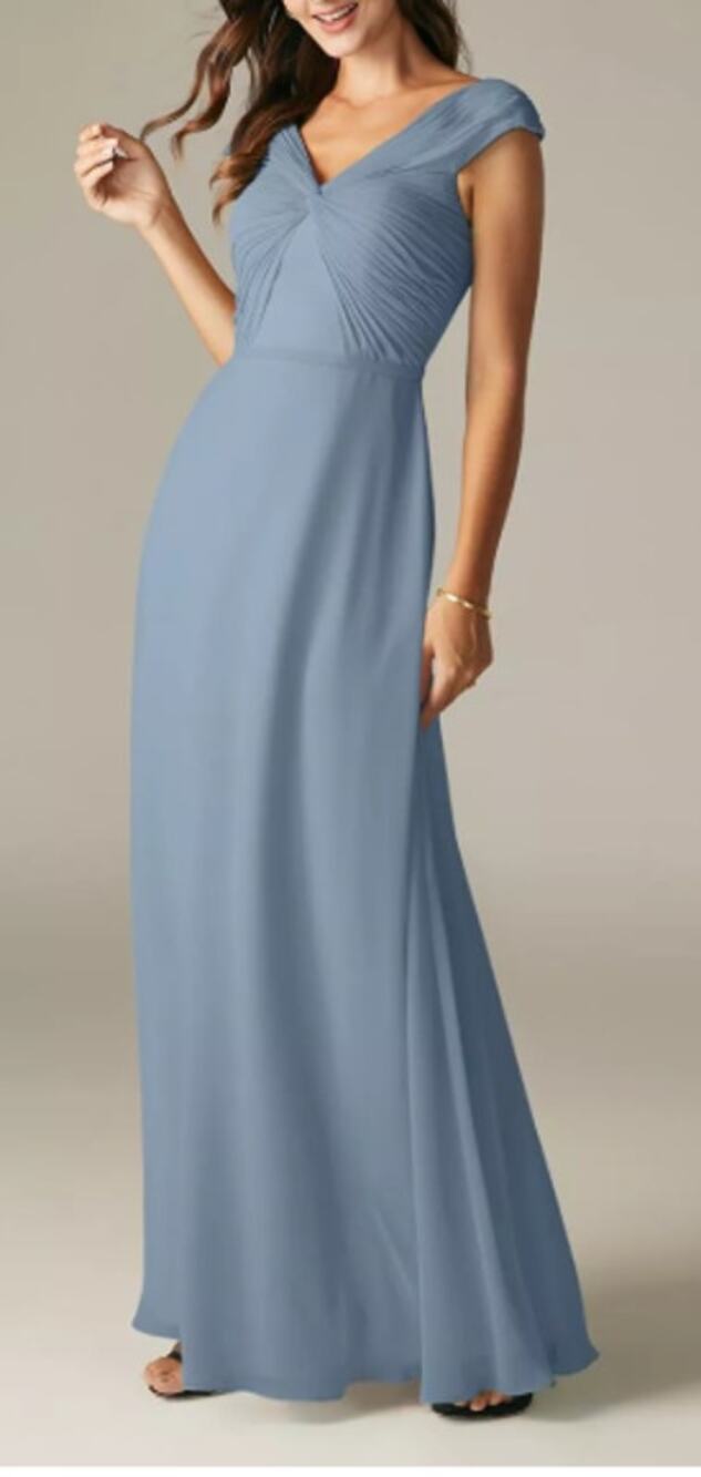 AW BRIDAL 2 XS light dusty blue Humidity wedding party dama maxi dress NEW 0B10